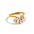 Cubic Zirconia Water Drop Flower Ring Size 678 Stainless Steel For Women by PoisedMe