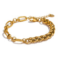 Fashion Stainless Steel Metal Chain Statement Bracelet Bangle 18K Gold Waterproof Plated Jewelry Bijoux Femme by PoisedMe