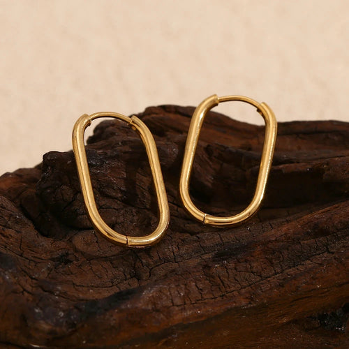 18K Gold U-Shape Hoop Earrings – Classic Waterproof Stainless Steel Hoops by PoisedMe