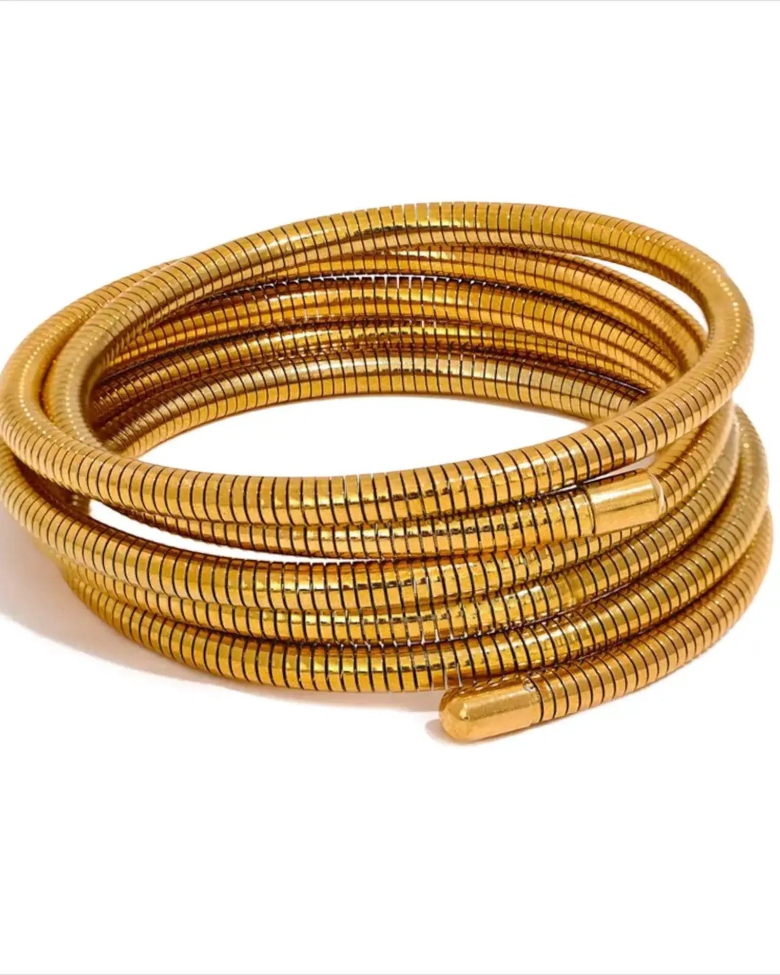Stackable Multi Layer Wrap Arm Bracelet Bangle Unisex Waterproof 18K Gold PVD Plated Stainless Steel by Poised Me Jewelry Studio