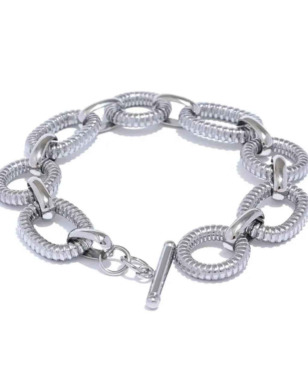 Textured Oval Chain Bracelet Unisex 18K Plated PVD Stainless Steel 316L by Poised Me Jewelry Studio