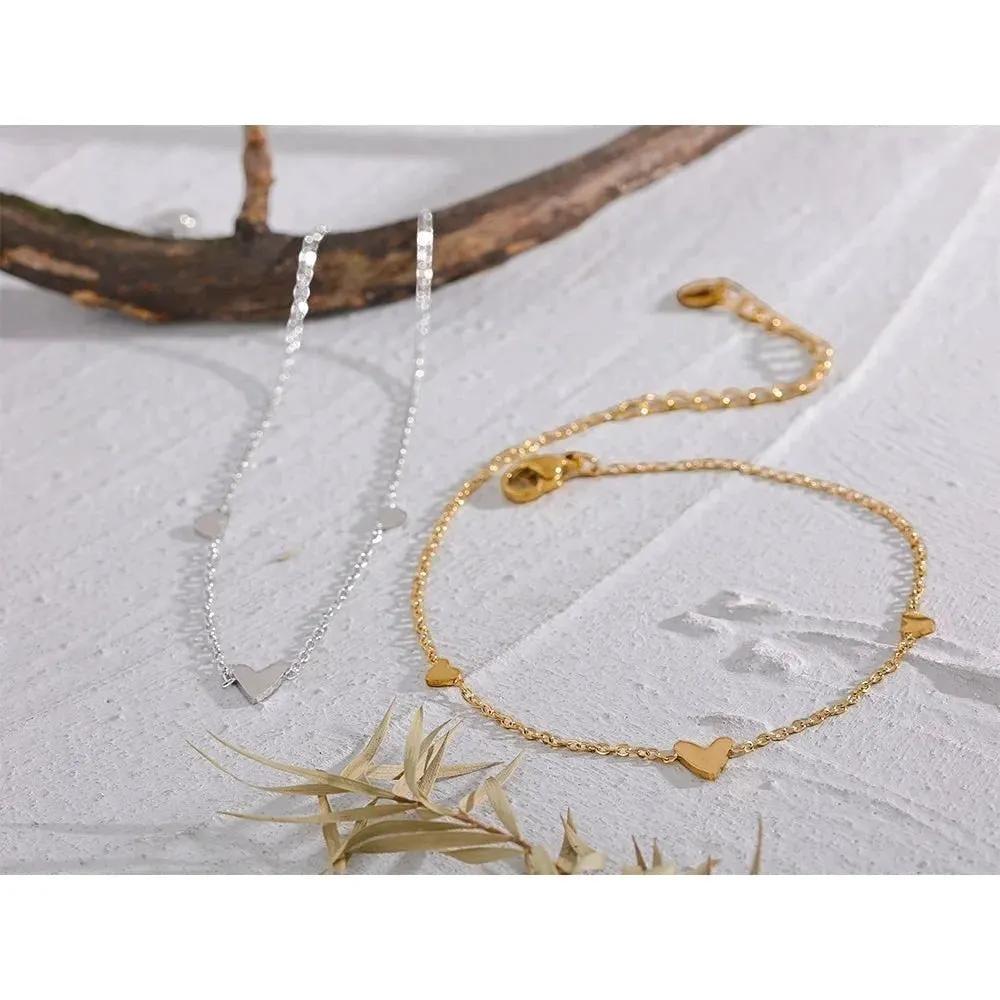 PoisedMe Delicate Heart Charm Anklet - Anklets