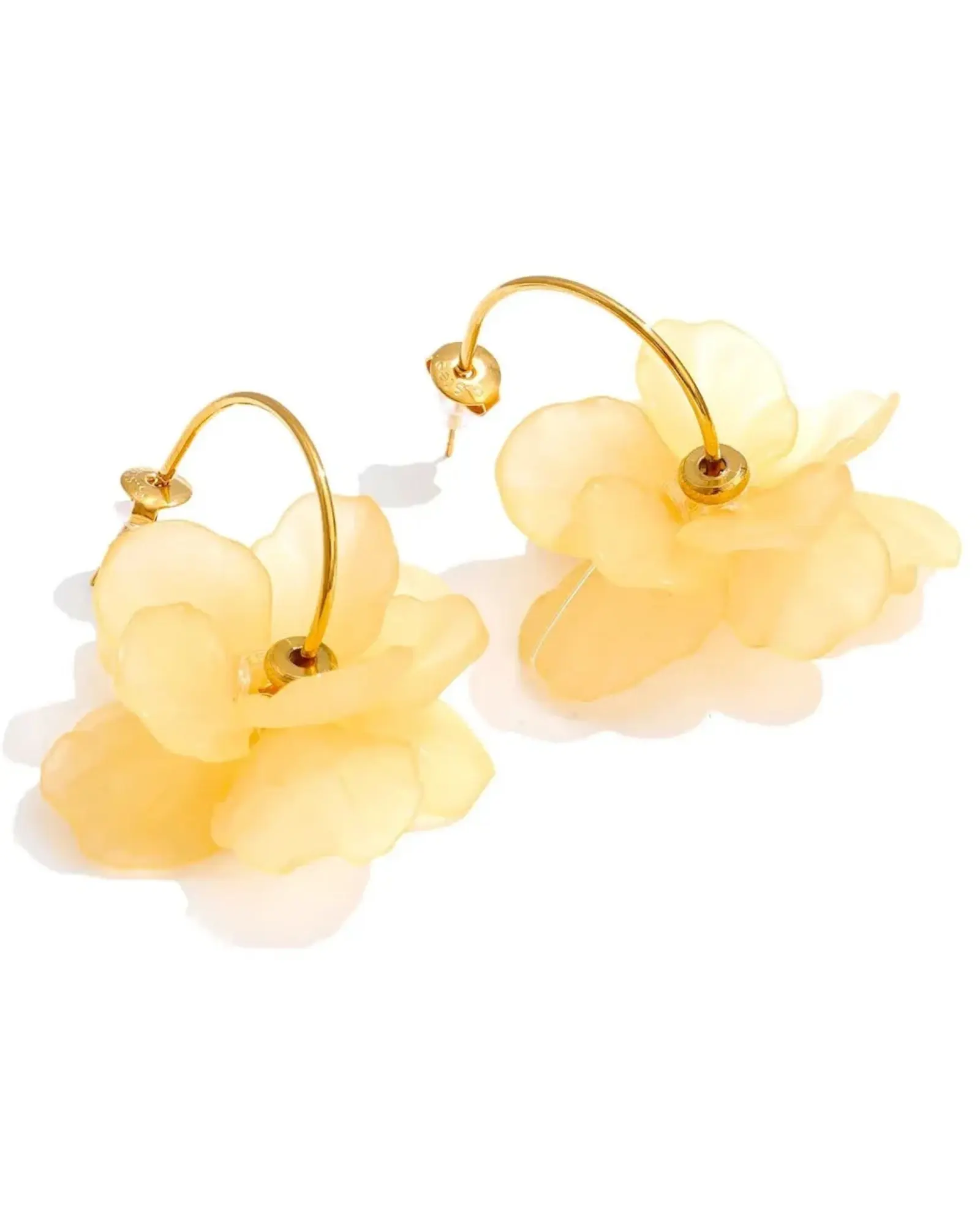 Flower Petal Drop Resin Acrylic 18K Gold PVD Plated Stainless Steel Earrings Multi Color by Poised Me Jewelry Studio
