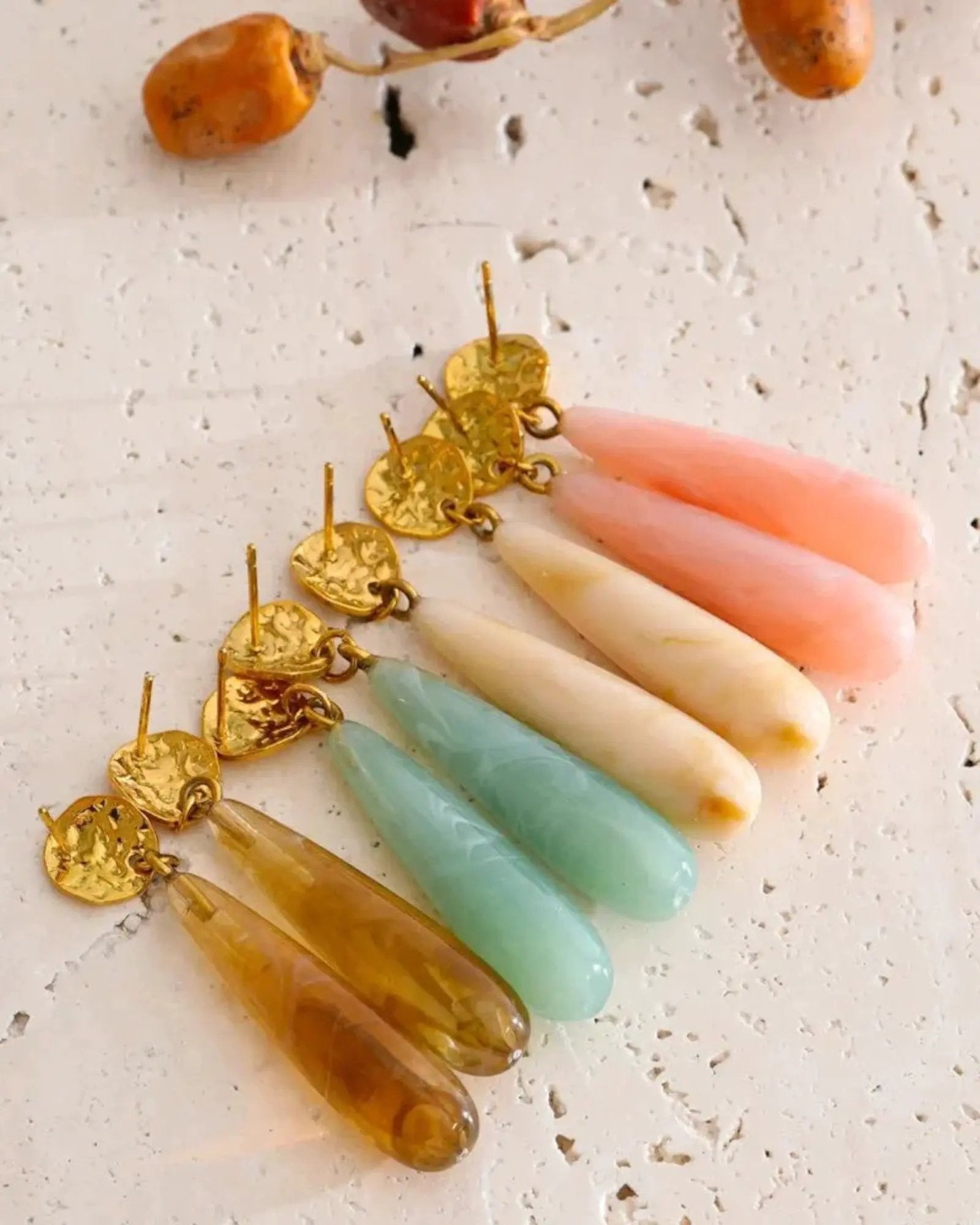 Teardrop Acrylic Resin Dangle 18K Gold PVD Plated Stainless Steel Earrings For Women by Poised Me Jewelry Studio