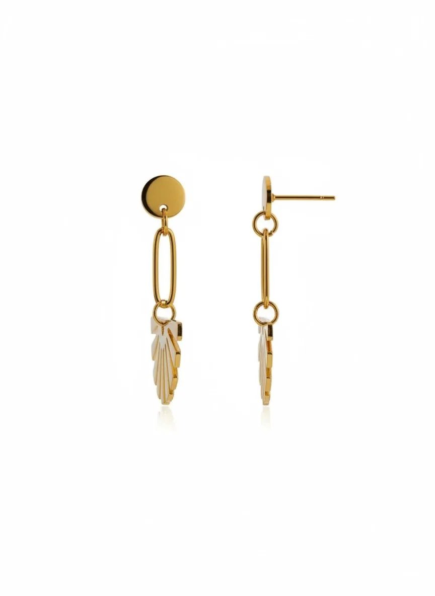Geometric Fan Shape Drop 18K Gold PVD Plated Stainless Steel Earrings by Poised Me Jewelry Studio