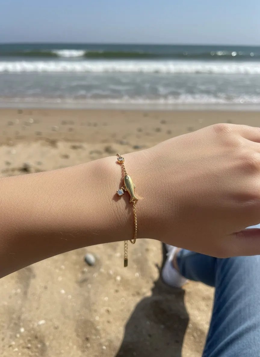 Minimalist Fish Chain Zirconia Bracelet Waterproof PVD Plated Stainless Steel by Poised Me Jewelry Studio