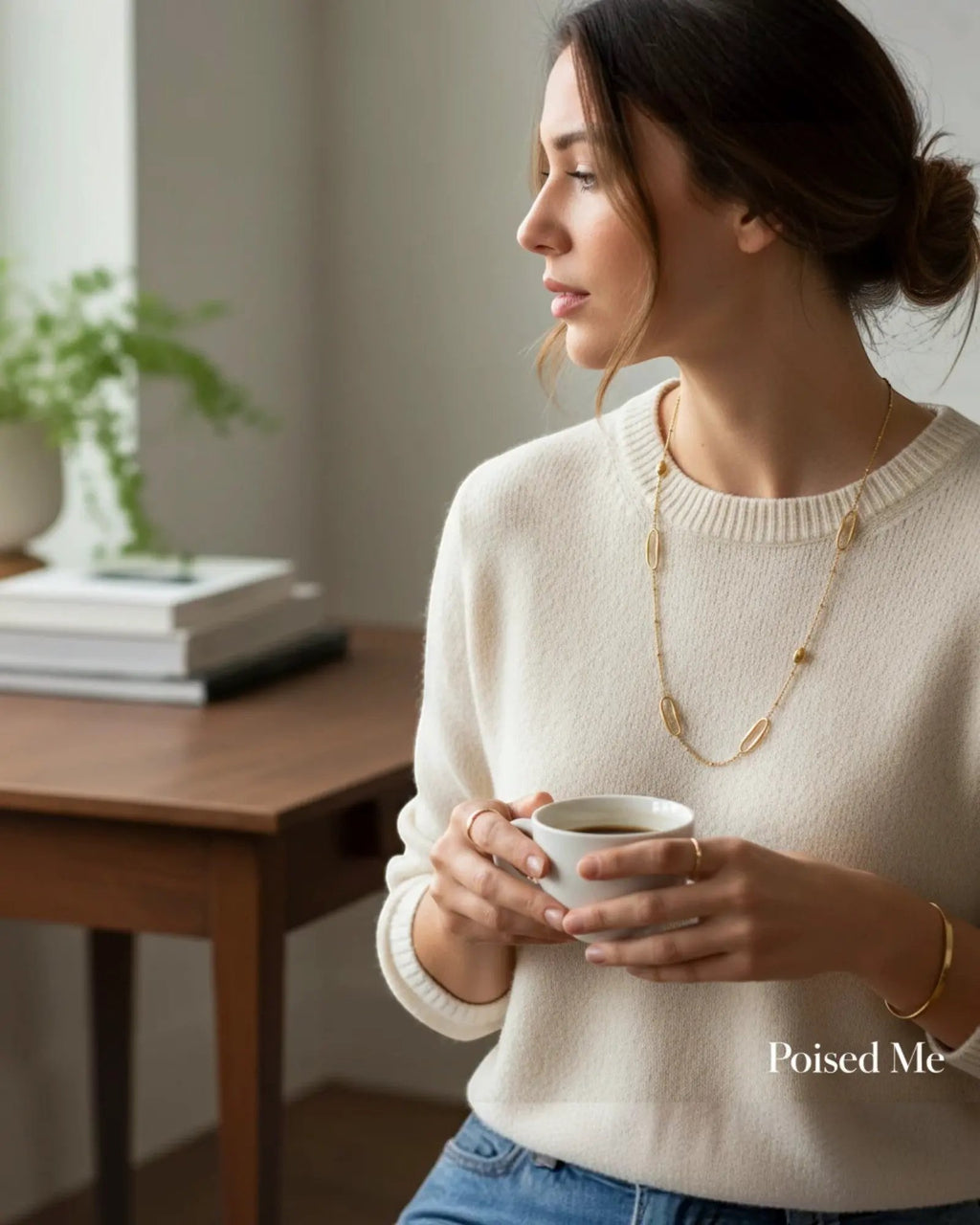 Oval Sweater Chain Long 18K Gold PVD Plated Stainless Steel Necklace 88cm by Poised Me Jewelry Studio