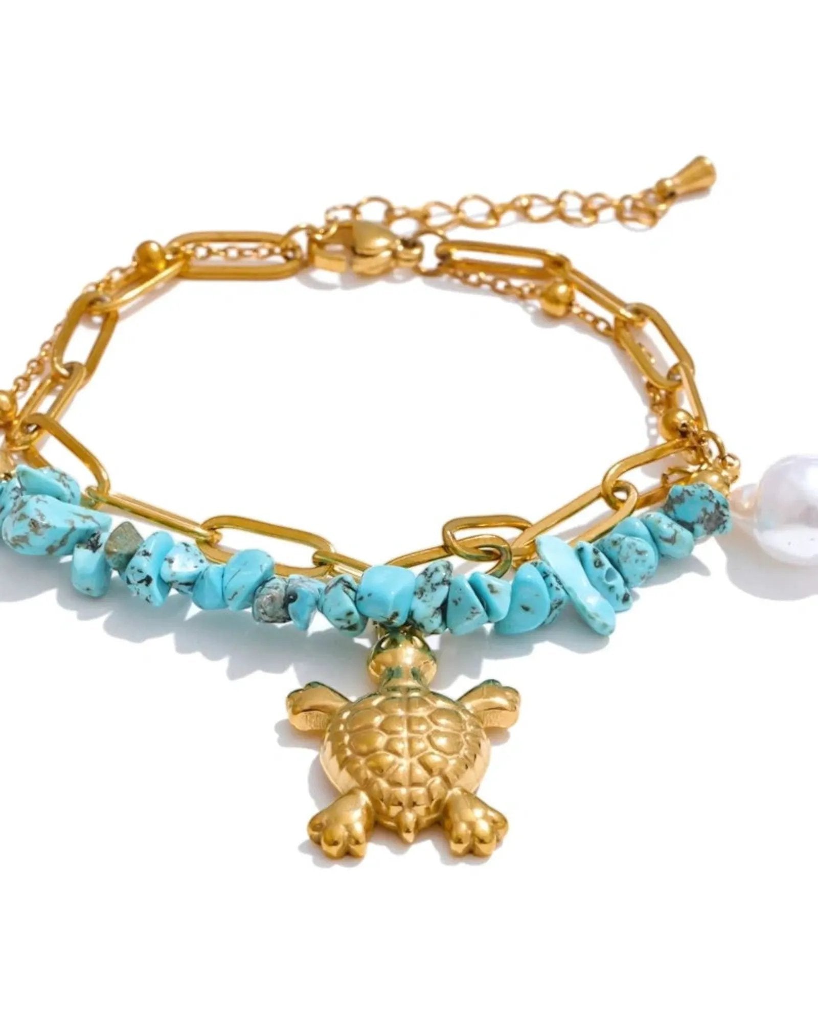Ocean Style Starfish Shell Pendant Necklace Bracelet 18k Gold PVD Plated Stainless Steel by Poised Me Jewelry Studio