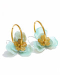 Colorful Resin Flower Hoop Earrings 18K Gold PVD Plated Stainless Steel by Poised Me Jewelry Studio