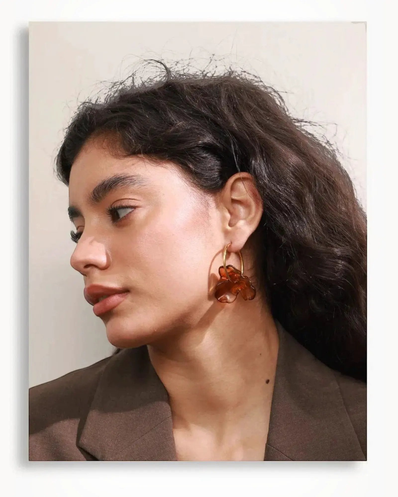 Colorful Resin Flower Hoop Earrings 18K Gold PVD Plated Stainless Steel by Poised Me Jewelry Studio