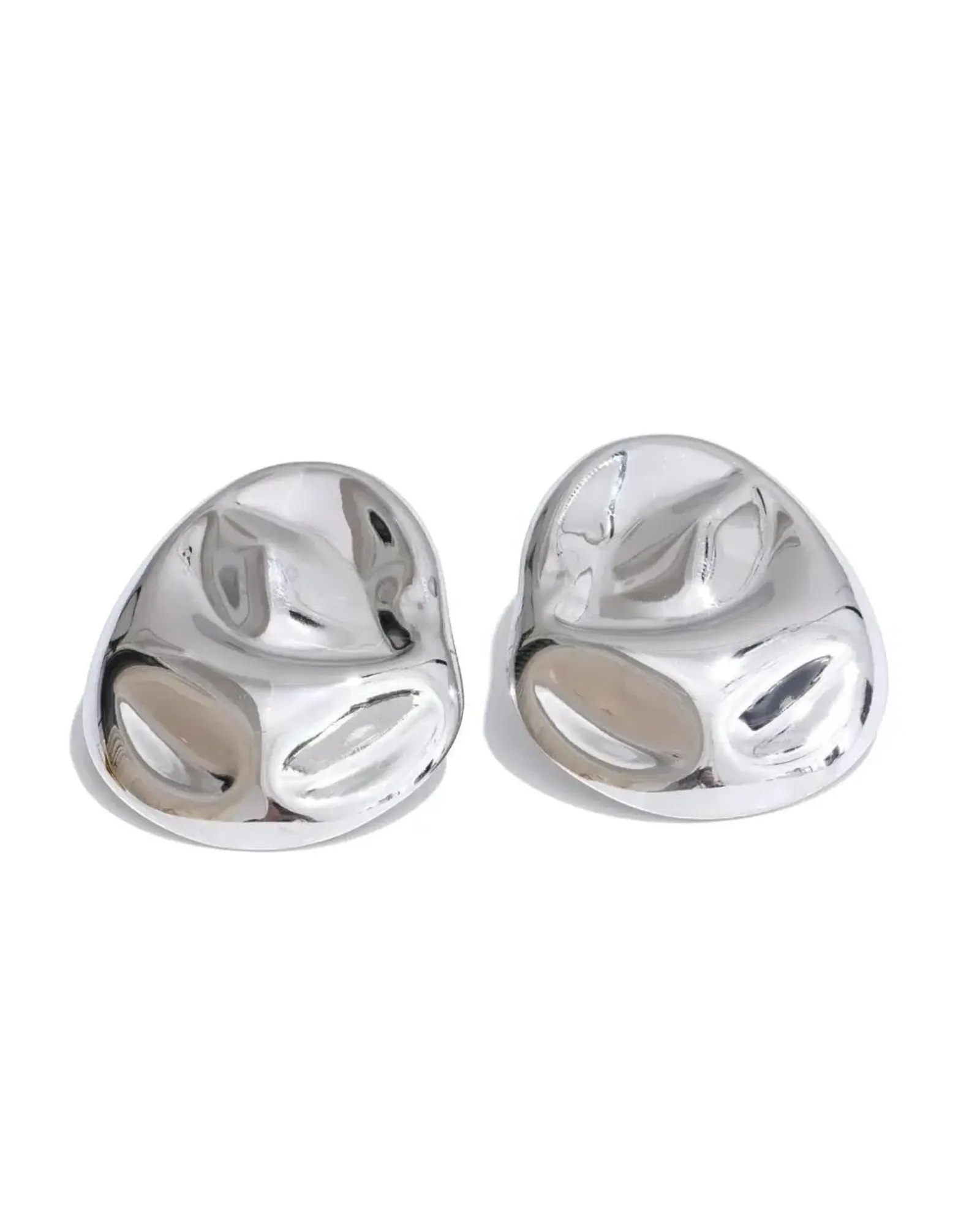 Metal Hammer Geometric Stud Earrings Water Resistant Texture Daily Unusual Jewelry 23g Hot Style Stainless Steel by Poised Me Jewelry Studio