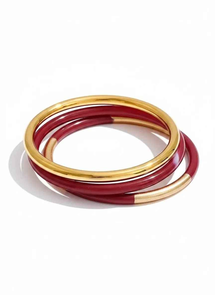 Three Circle Resin Overlay Bracelets Set 18k PVD Plated Stainless Steel 65mm by Poised Me Jewelry Studio