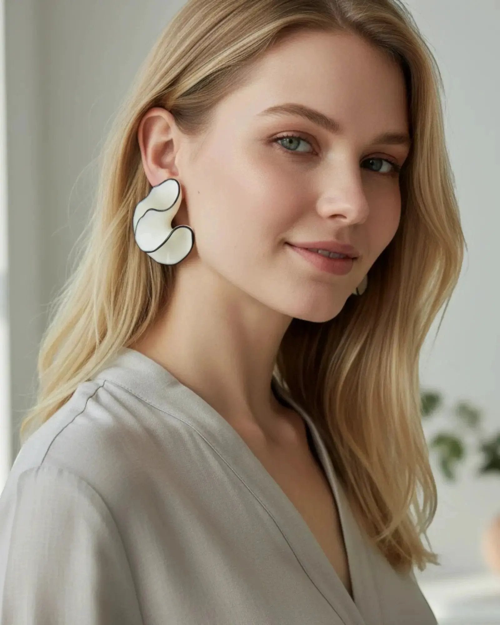 Acrylic Geometric Conch Stud Earrings For Women Large Statement Jewelry by Poised Me Jewelry Studio